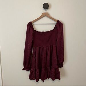 Reset Boutique Maroon Long Sleeve Dress Medium